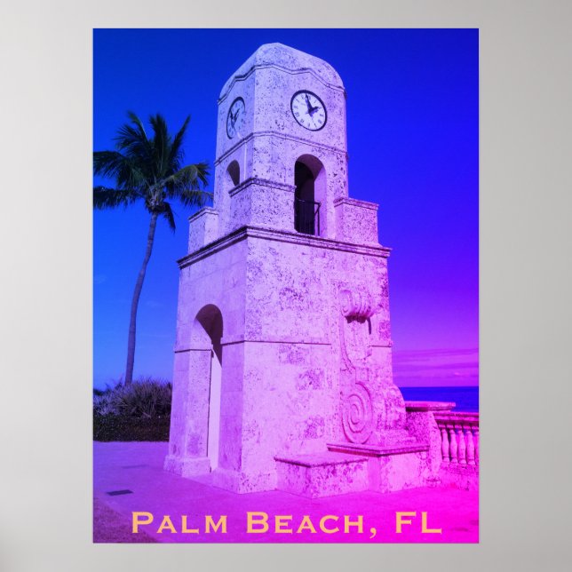 Worth Avenue Clock Torn - Handflatan Beach, FL Poster (Framsidan)
