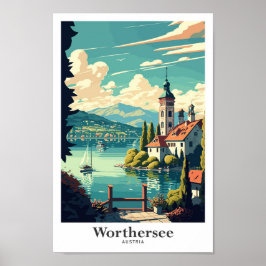 Worthersee Austria Travel Vintage Illustration Poster