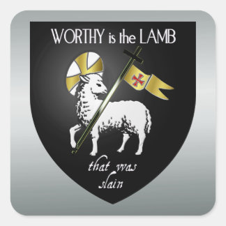 Worthy är Lamb som var Slain Christian Fyrkantigt Klistermärke