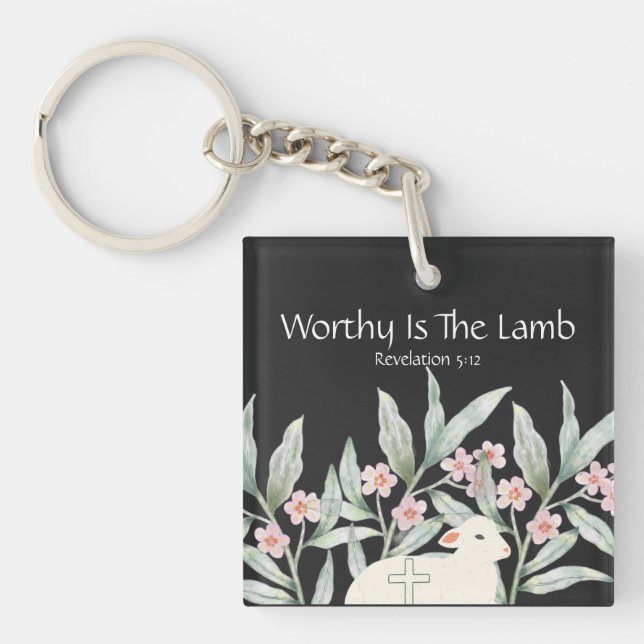 Worthy Is The Lamb Double-Sided Square Keychain (Framsidan)