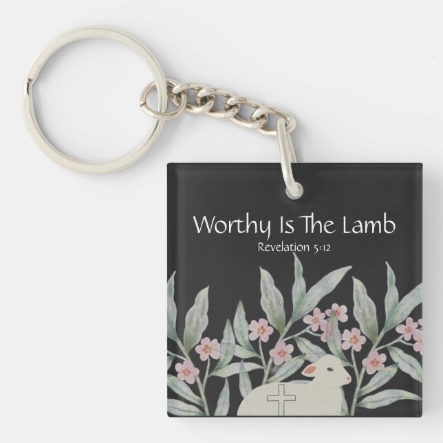 Worthy Is The Lamb Fyrkantig Nyckelring (Framsidan)