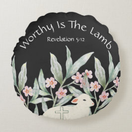 Worthy Is The Lamb Round Throw Pillow Rund Kudde