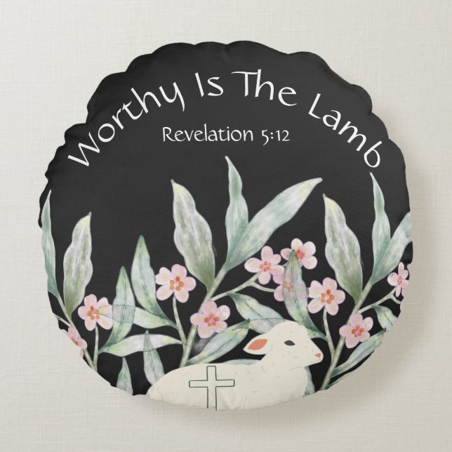 Worthy Is The Lamb Round Throw Pillow Rund Kudde (Framsidan)