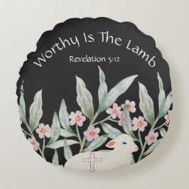 Worthy Is The Lamb Round Throw Pillow Rund Kudde