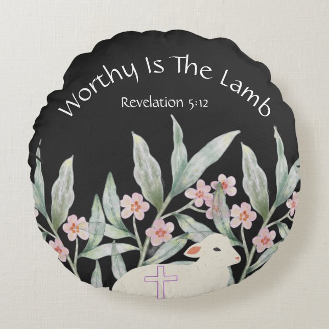 Worthy Is The Lamb Round Throw Pillow Rund Kudde (Framsidan)