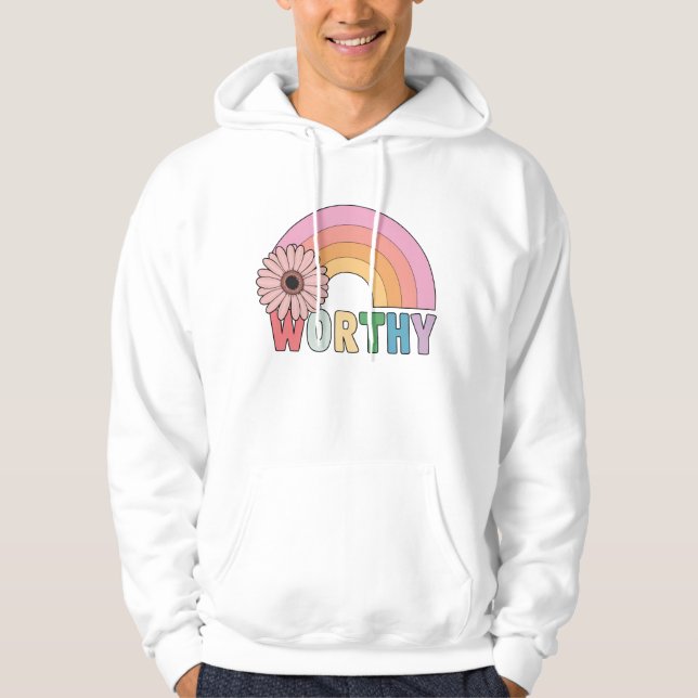 "Worthy Rainbow Bloom Baby T-Shirt" Hoodie (Framsida)
