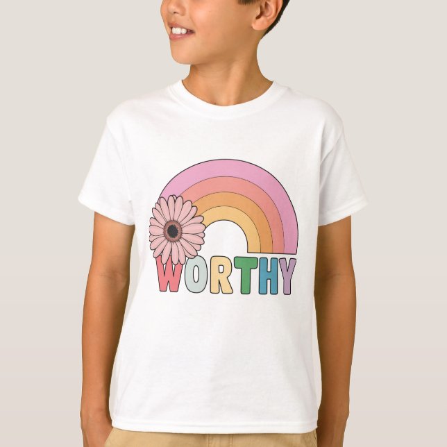 Worthy Rainbow Bloom T Shirt (Framsida)