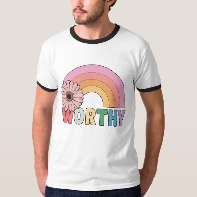 Worthy Rainbow Bloom T Shirt (Framsida)