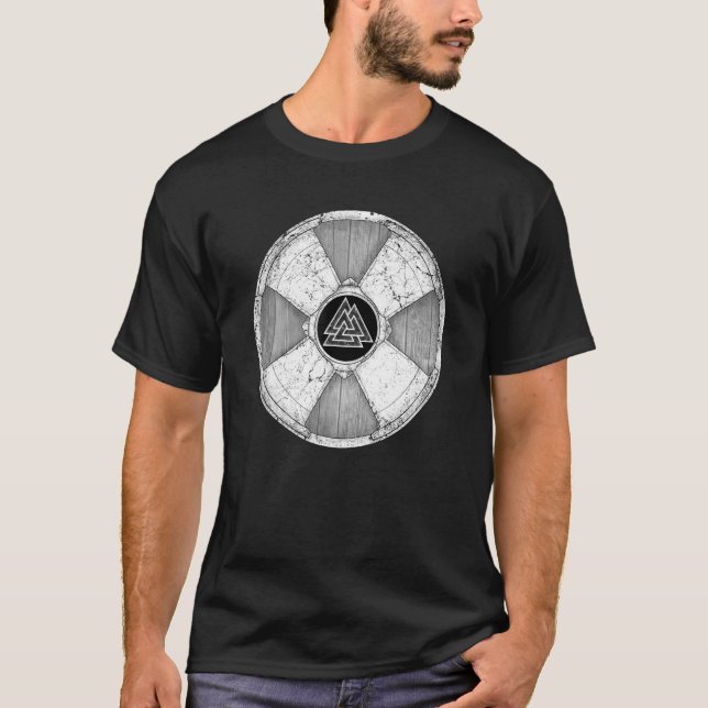 Wotan Valknut Symbol Viking Shield T Shirt (Framsida)