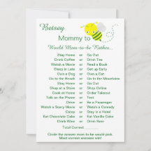 Would Mom Rather Baby Shower-spelkort