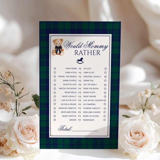 Would Mommy Rather Teddy Bear Navy Plaid game (Skapare uppladdad)