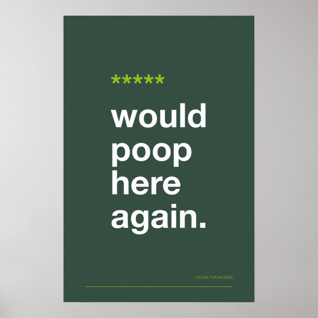 WOULD POOP HERE AGAIN – Funny Bathroom Poster (Framsidan)