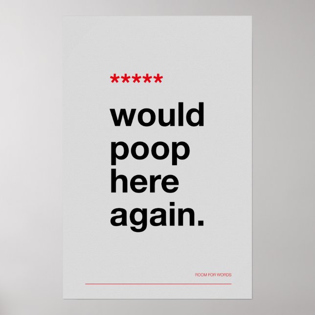 WOULD POOP HERE AGAIN – Funny Bathroom Poster (Framsidan)