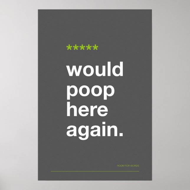 WOULD POOP HERE AGAIN – Funny Bathroom Poster (Framsidan)