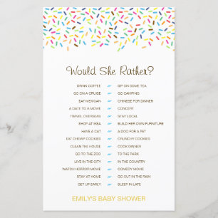 Would She Rather Baby Shower-spel UTRYCKT