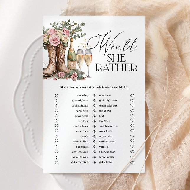 Would She Rather Boots and Bubbly Shower Game (Skapare uppladdad)