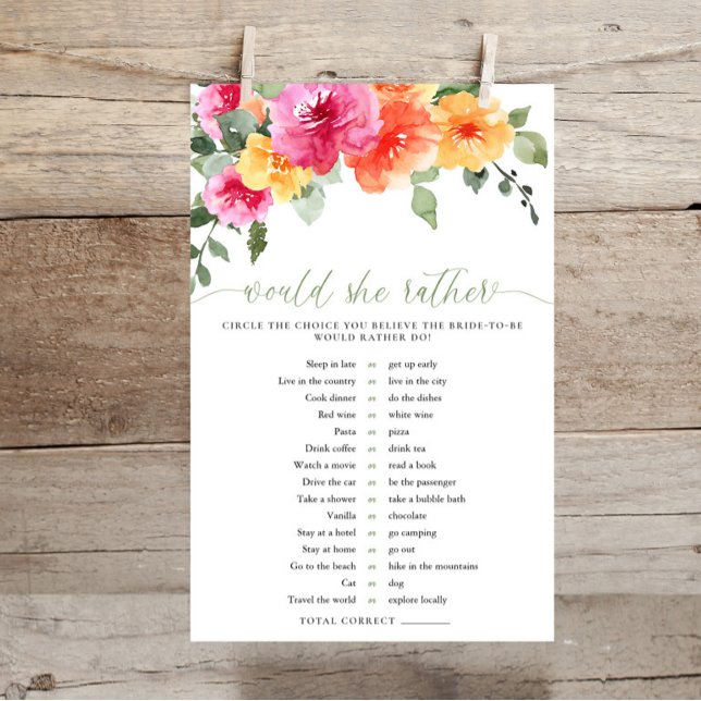 Would she rather bridal shower game colorful (Skapare uppladdad)