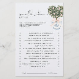 Would She Rather Chinoiserie Pink Shower Game