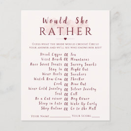 Would She Rather Floral Bridal Shower Game Card