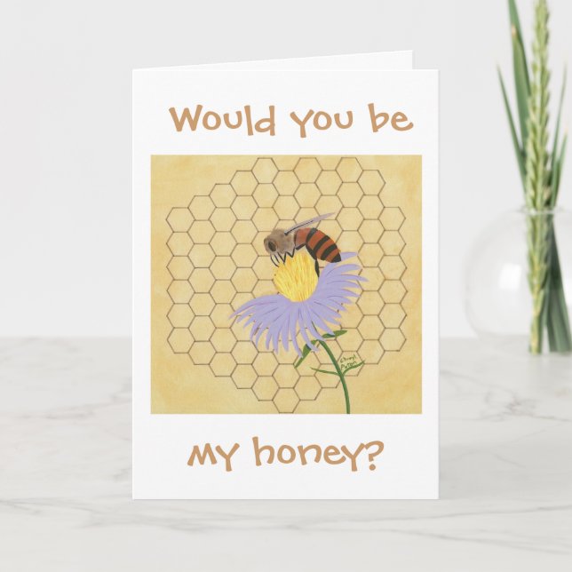 Would you be my honey, Bee Valentine cards Kort (Framsida)