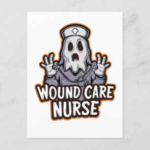 Wound Care Nurse Ghoul Ghost Nurse Halloween Gift Inbjudan Vykort