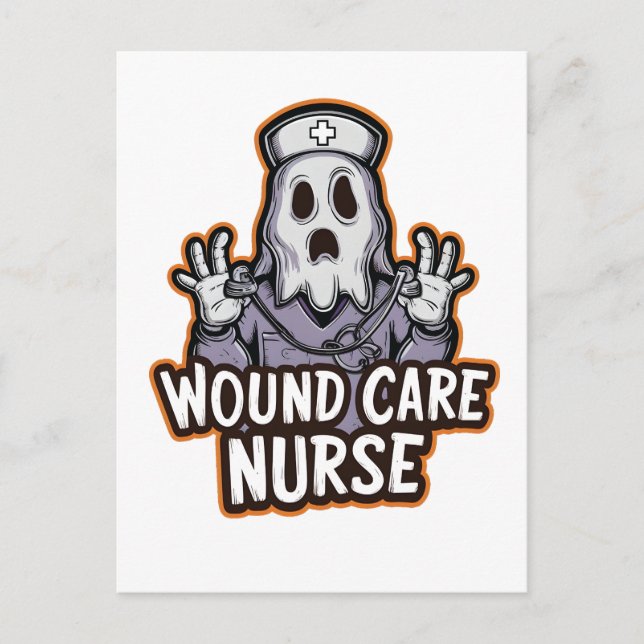 Wound Care Nurse Ghoul Ghost Nurse Halloween Gift Meddelande Vykort (Framsida)