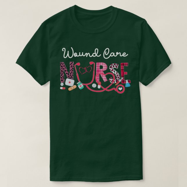 Wound Care Nurse Leopard Play Kärlek Heart Stethos T Shirt (Design framsida)