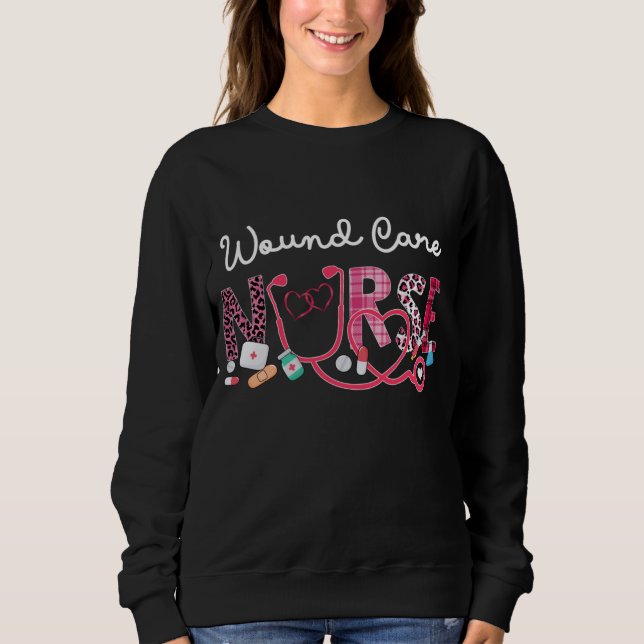 Wound Care Nurse Leopard Play Kärlek Heart Stethos T Shirt (Framsida)
