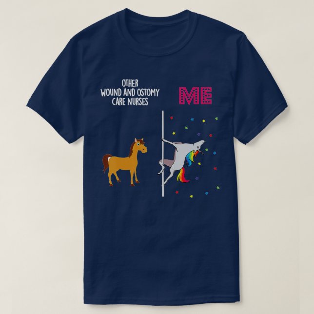 Wound Ostomy Care Nurse Unicorn andra du T Shirt (Design framsida)