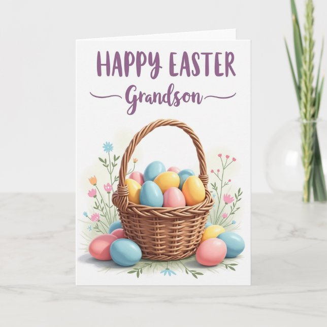 Woven Basket Easter Message Card Kort (Framsida)
