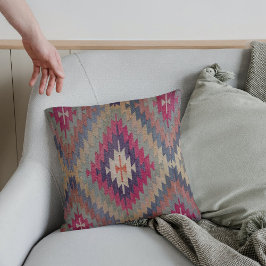 Woven Burgundy Sage Grått Vintage Turkisk Kilim Ma Kudde