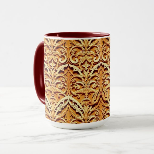 Woven Islamic Motif Mug | Tactile Earth Tones Mugg (Framsida vänster)