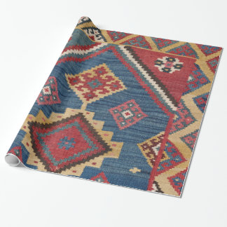 Woven Kilim Royal Blue Yellow Classic Presentpapper