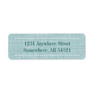 Woven Linen Fabric Struktur i Aqua Teal Returadress Etikett