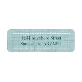 Woven Linen Fabric Struktur i Aqua Teal Returadress Etikett