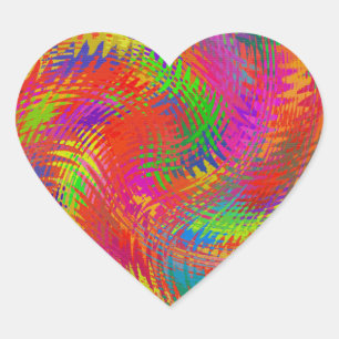 Woven Rainbow Hjärtformat Klistermärke