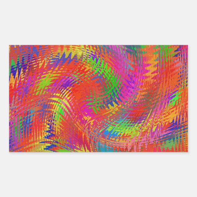 Woven Rainbow Rektangulärt Klistermärke (Framsida)