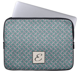Woven Silver Rattan on Anpassningsbar Teal with Mo Laptop Sleeve
