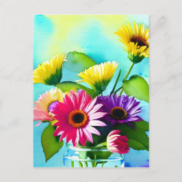 Wow Factor. Vas och Flowers. Färg Vykort