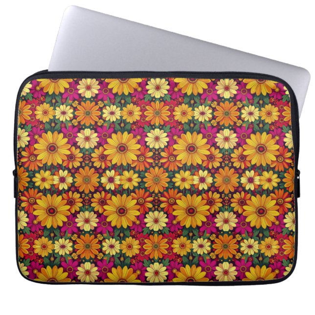 Wow! Färgglatt och ljust blommigt mönster. Laptop Fodral (Framsidan)