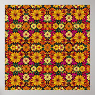 Wow! Färgglatt och ljust blommönster. Poster
