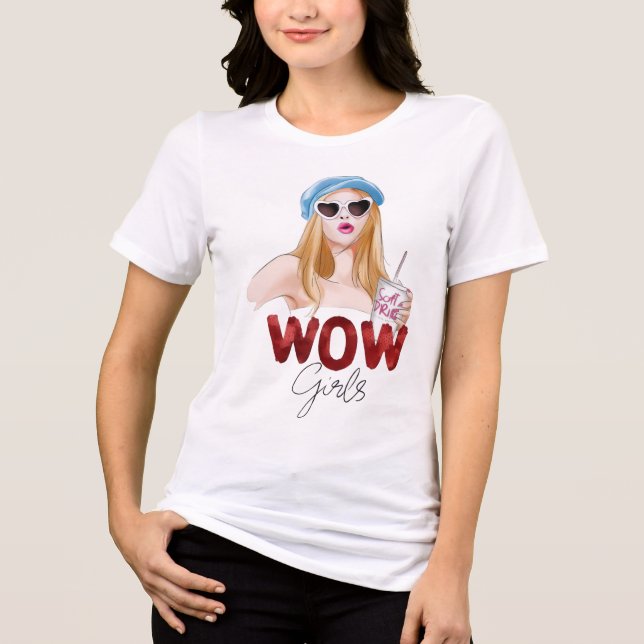 WOW Flickor Glitter Mode T-Shirt Design | Trendig  (Framsida)