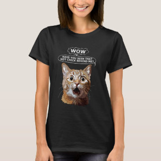 Wow för kvinnlig Hett Chick Funny Cat Mamma Girl T Shirt