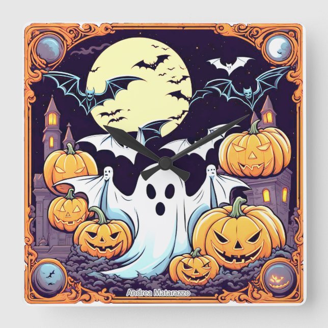 Wow Halloween Thrill Fyrkantig Klocka (Framsida)