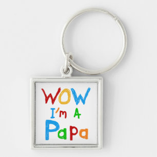 Wow: Jag är Pappa Tshirts och GIfts Fyrkantig Silverfärgad Nyckelring