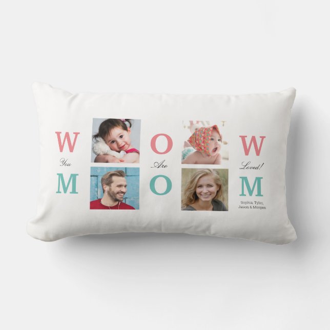 "Wow Mamma" som du är upplovad, dina 4 foton anpas Lumbarkudde (Framsida)