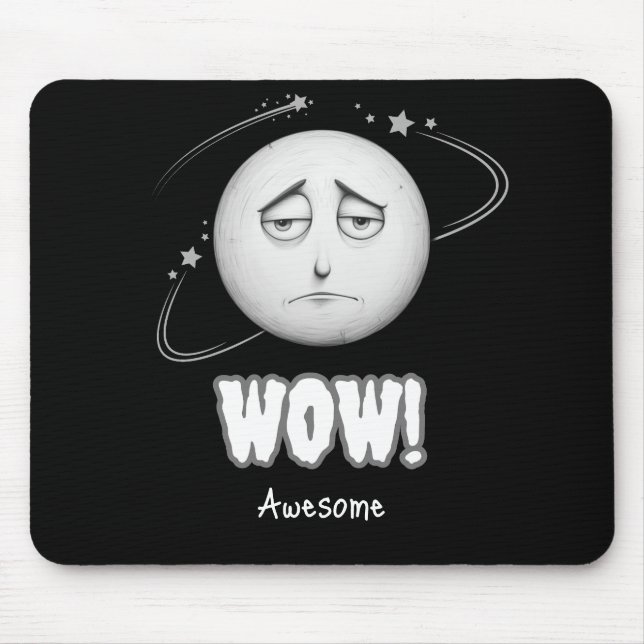"Wow" moonface Black Mousepad Musmatta (Framsidan)