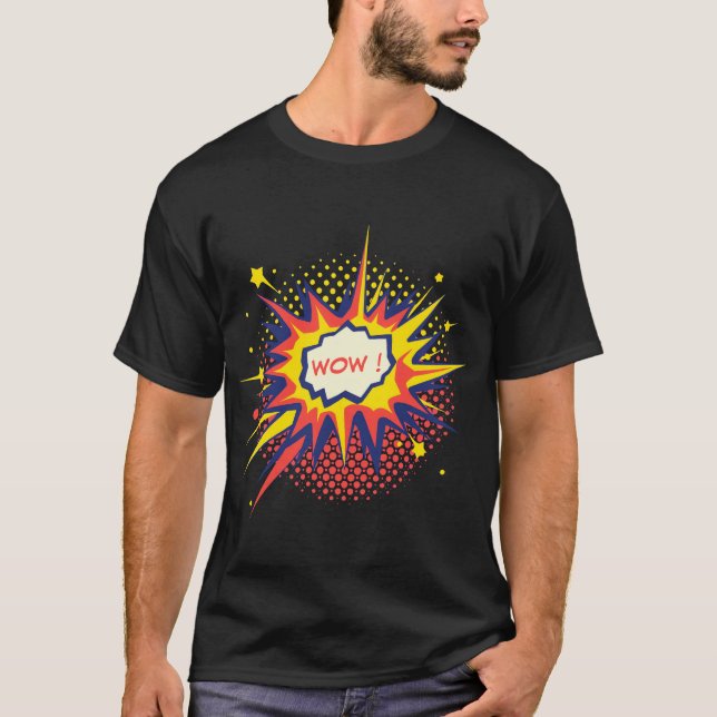 “Wow!” Pop Art Graphic T Shirt (Framsida)