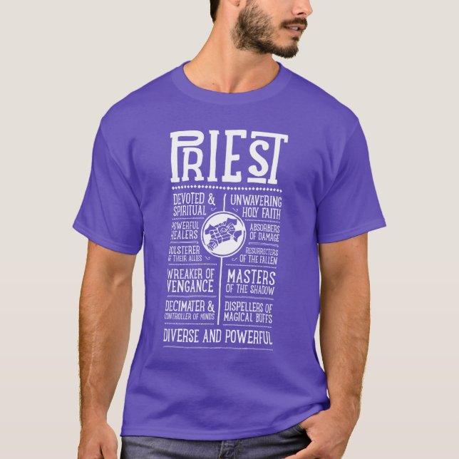 WoW Präst Rollspelande Gamer kille T Shirt (Framsida)