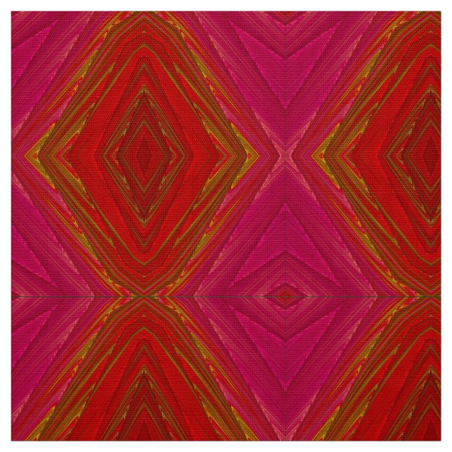 WOW! Rosa Red Gult Geometric Design ~ Söt ~ Tyg (Prov)